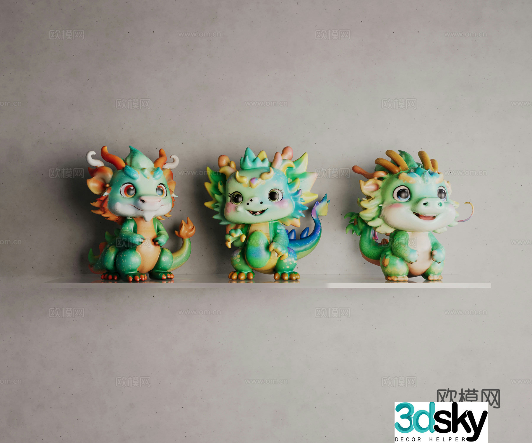 Modern dragon hand office doll ornaments 3d model