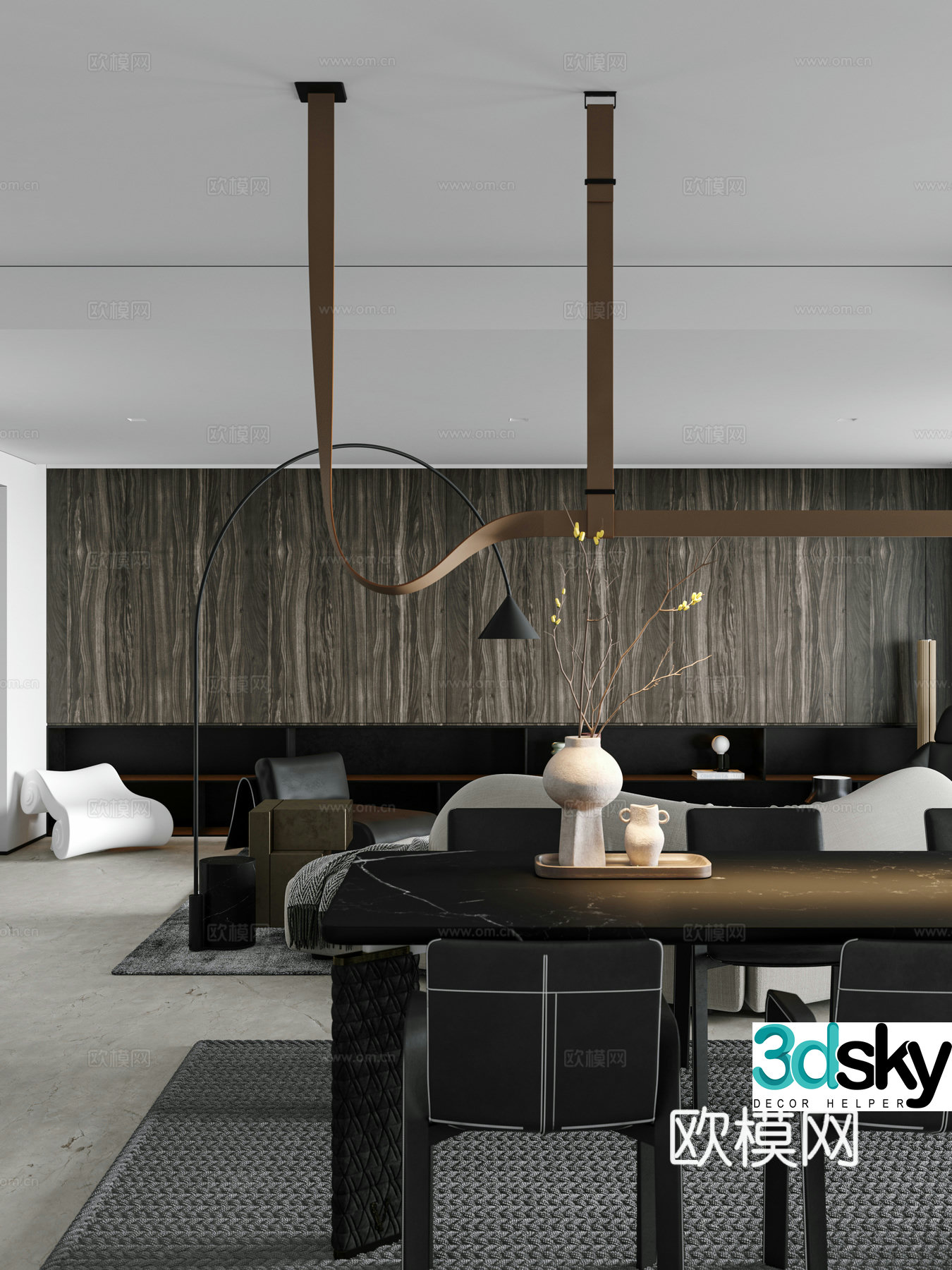 Modern home restaurant 3d model