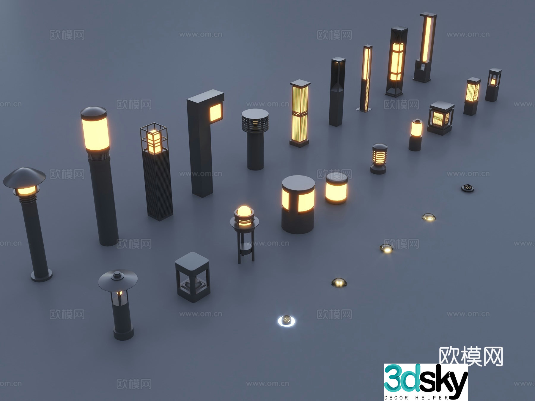 Modern landscape lights courtyard lights new Chinese-style landscape lights lawn lights floor lamps outdoor courtyard lights 3D model