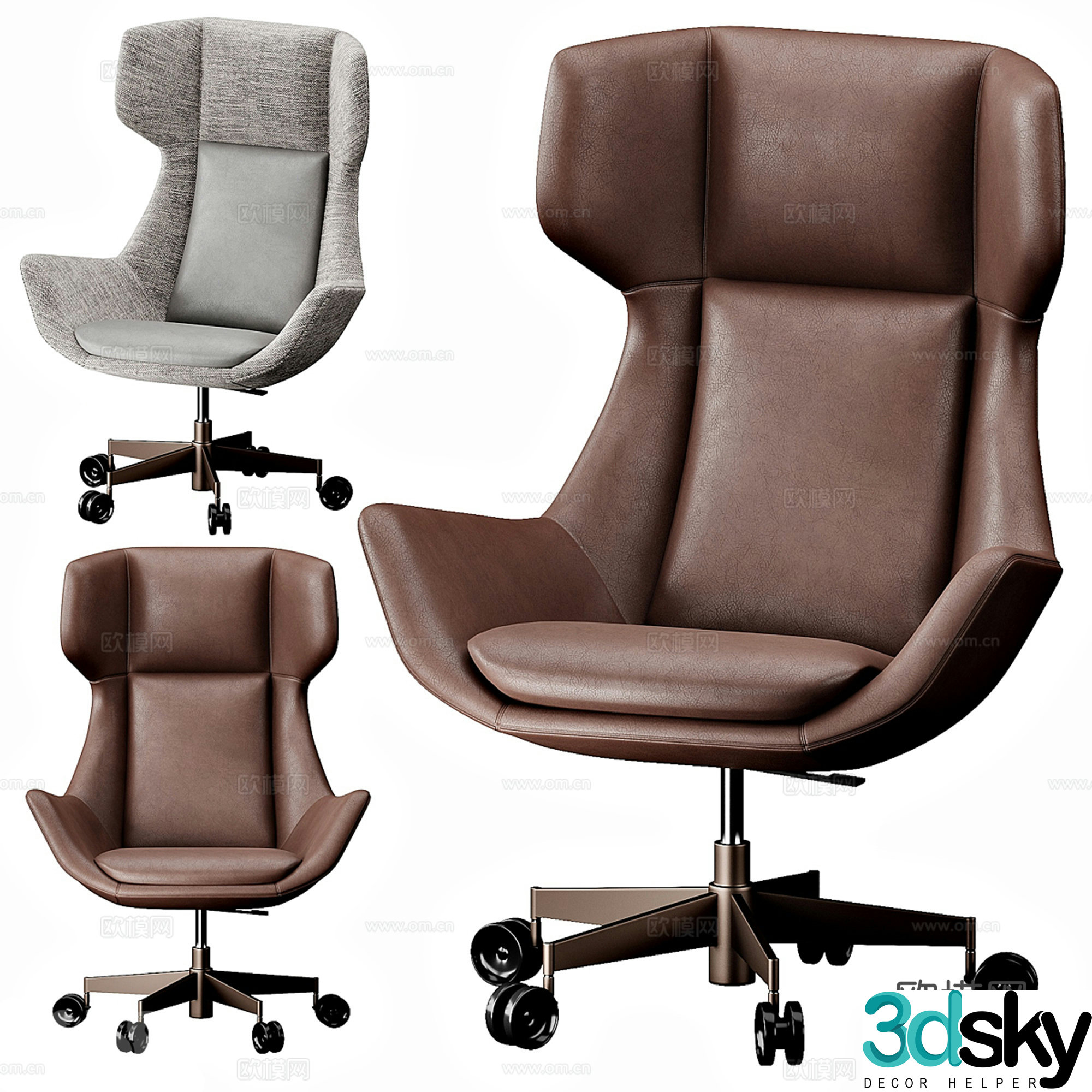 Modern light luxury office chair boss chair 3d model