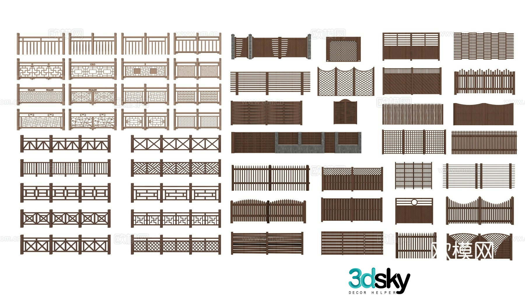 New Chinese railing 3D model