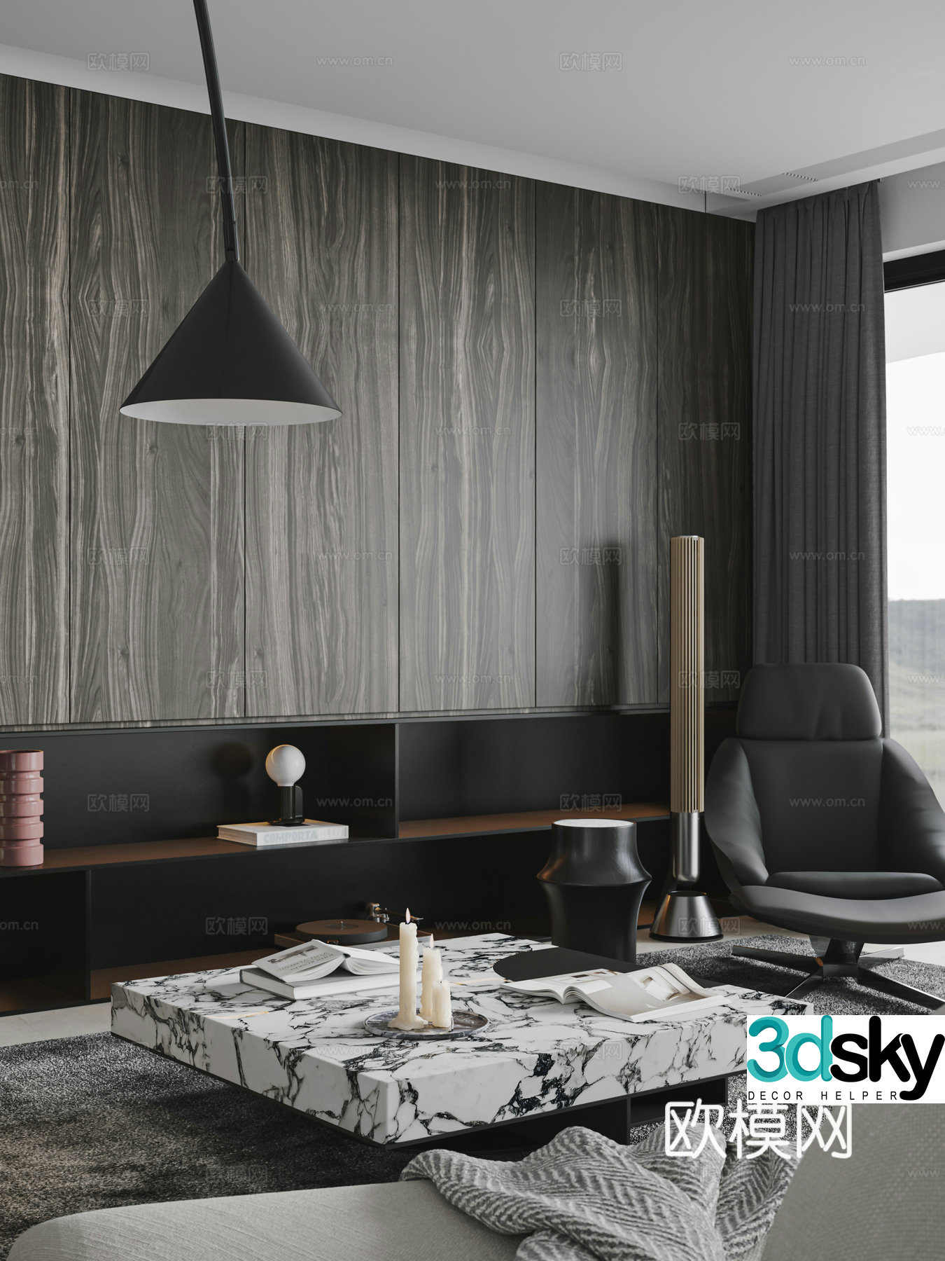 Modern home living room 3d model