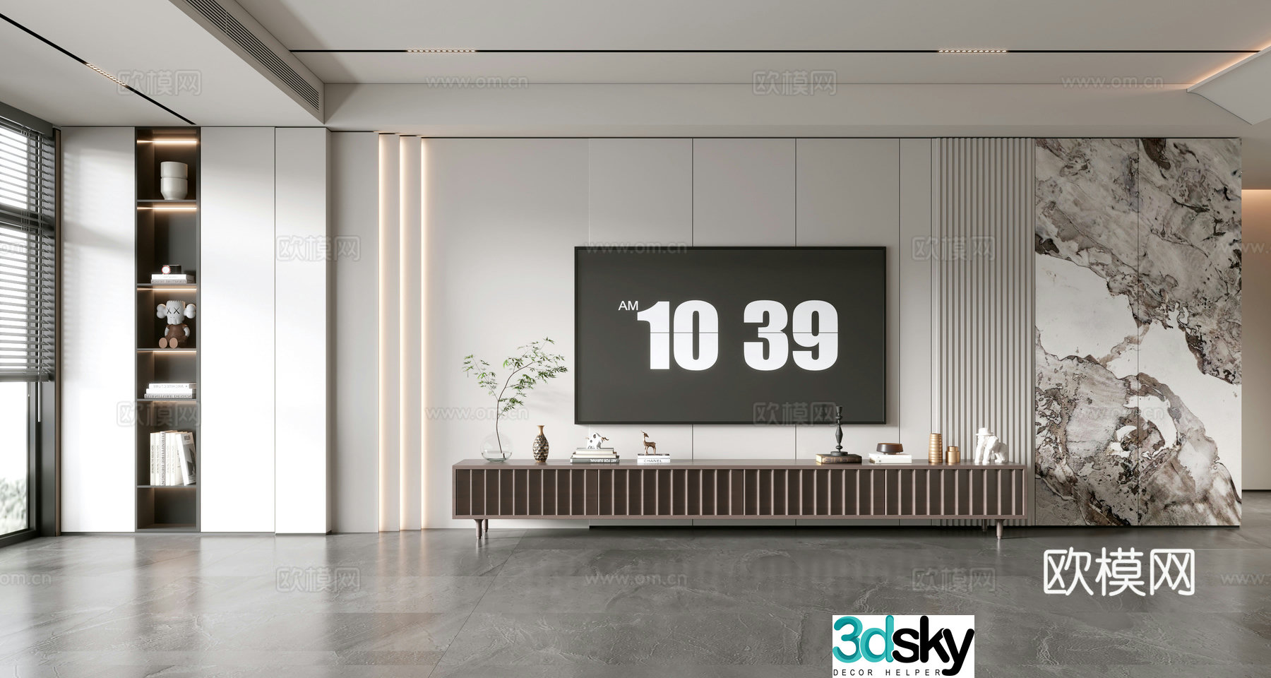 Modern simple living room light luxury TV background wall TV set full wall TV cabinet TV cabinet combination 3D model
