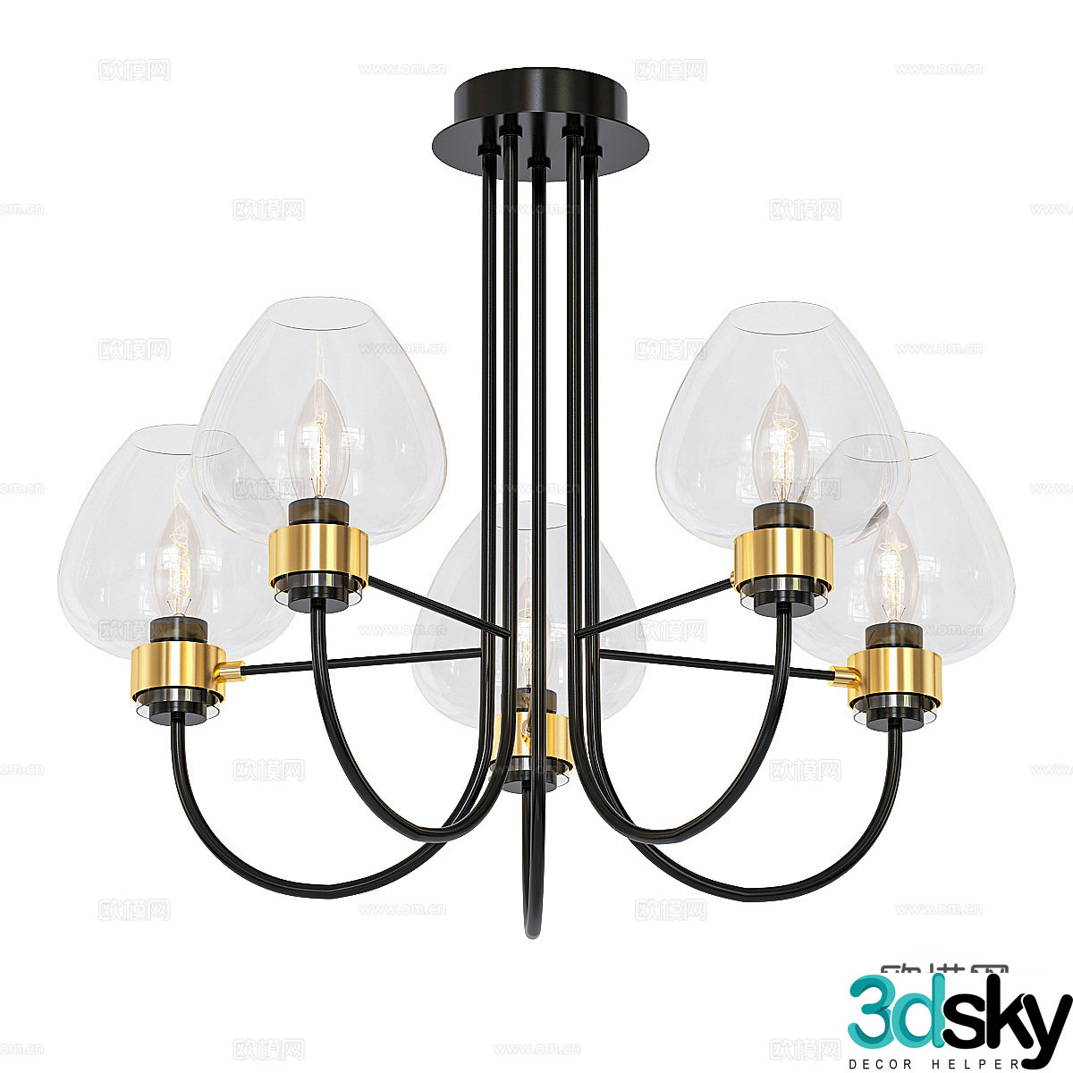 New Chinese metal chandeliers 3D model