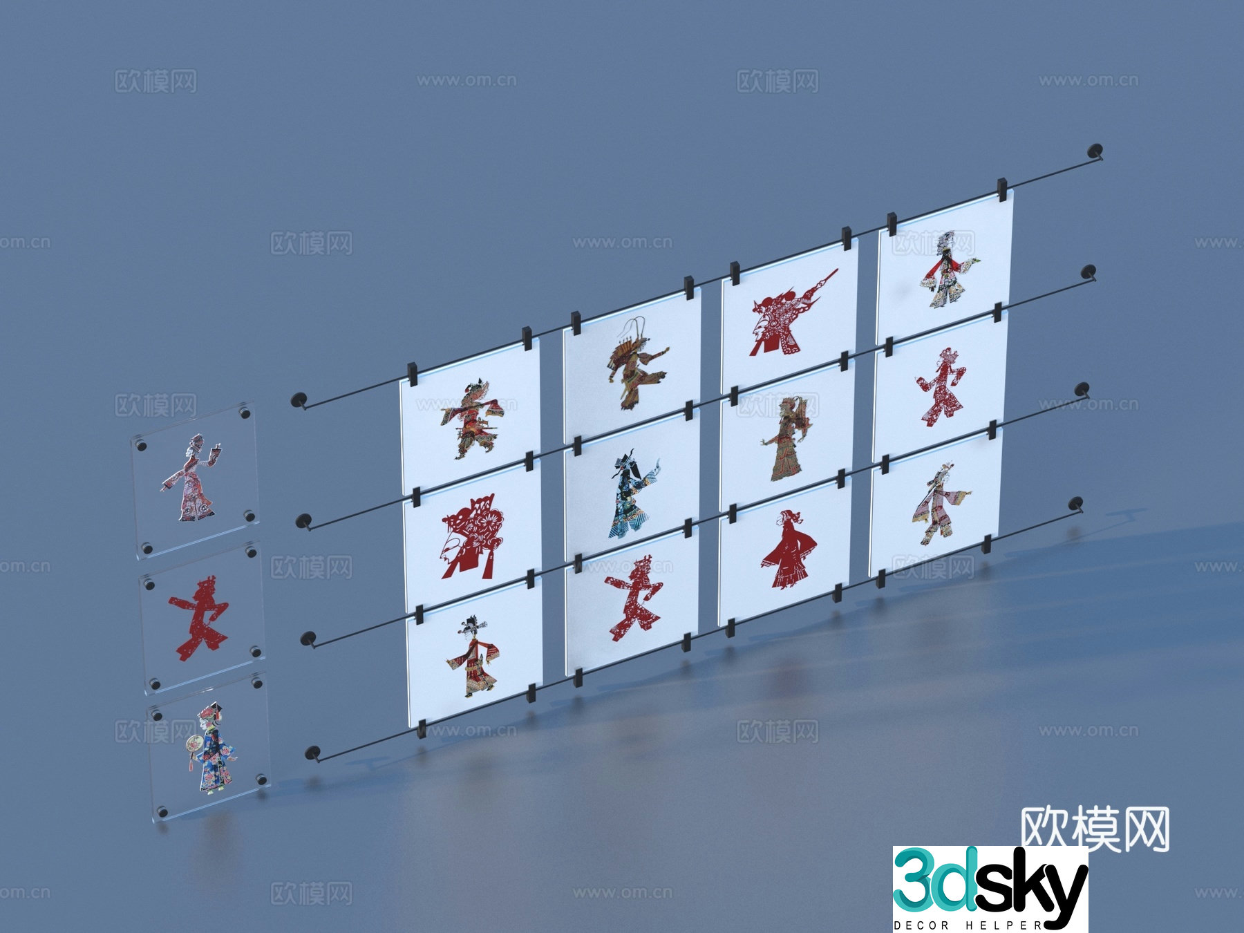 Paper cut paper shadow shadow folk art sketch 3d model