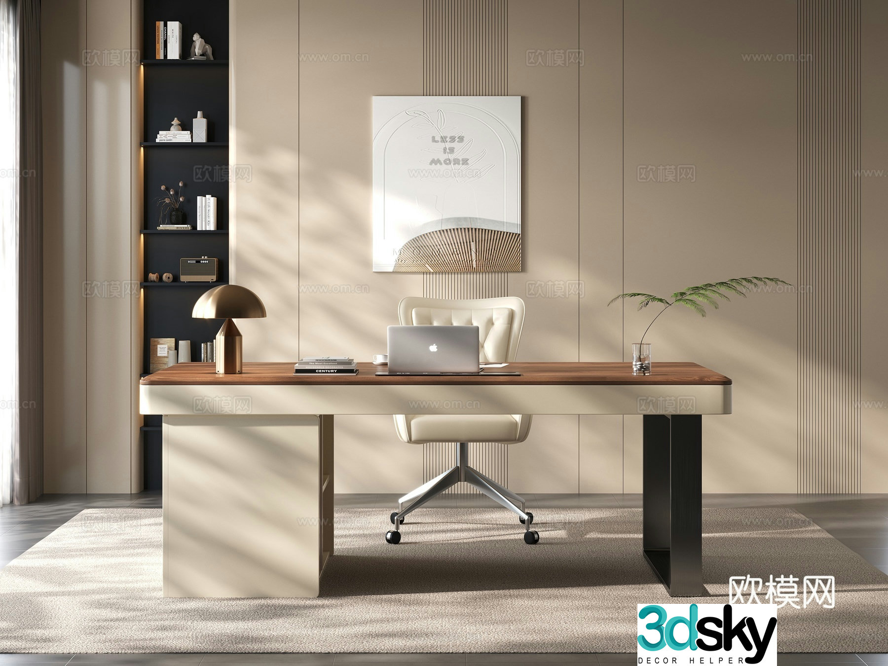 Modern style study furniture office desk boss desk office furniture 3d model
