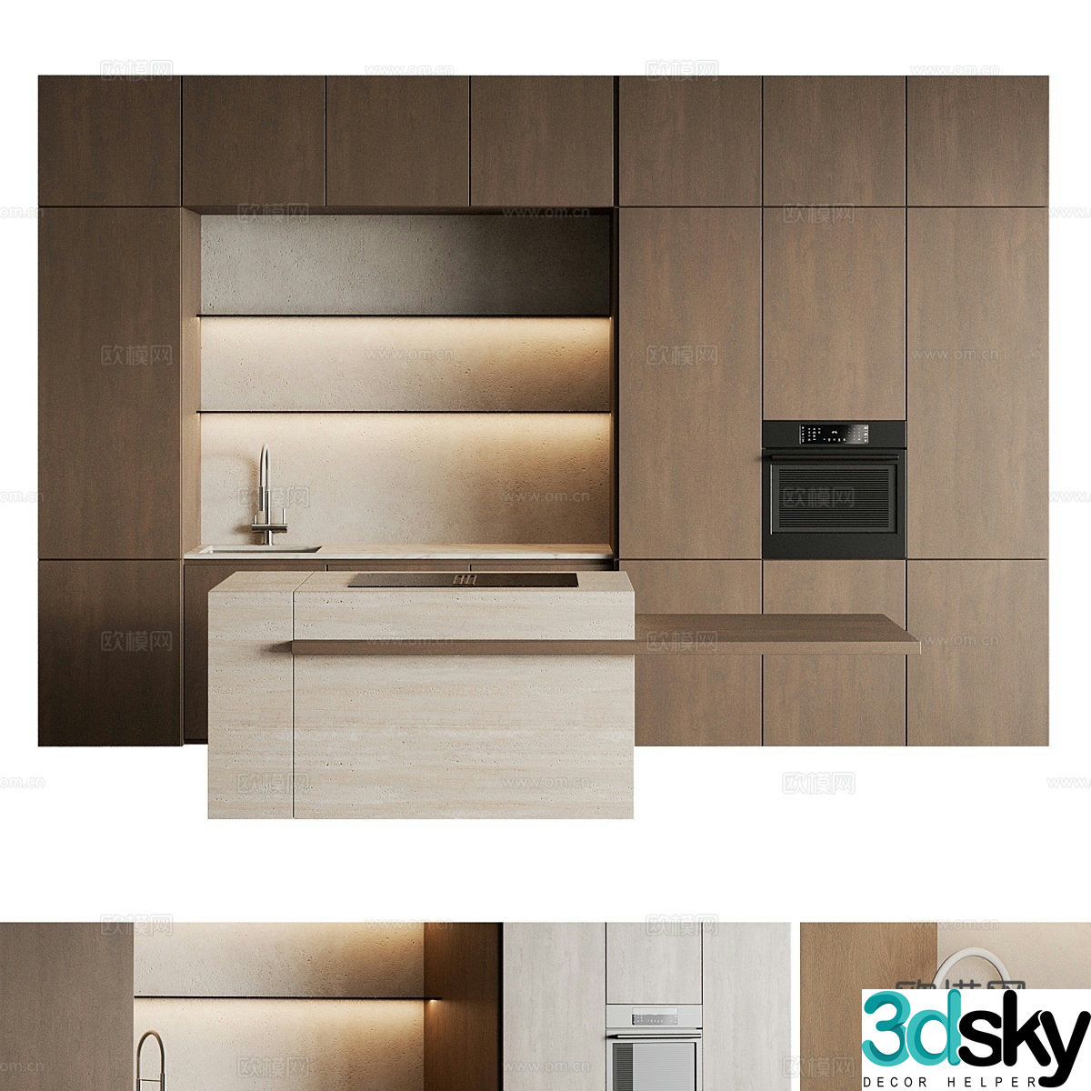 Modern Italian Simplified Cabinet 3D Model