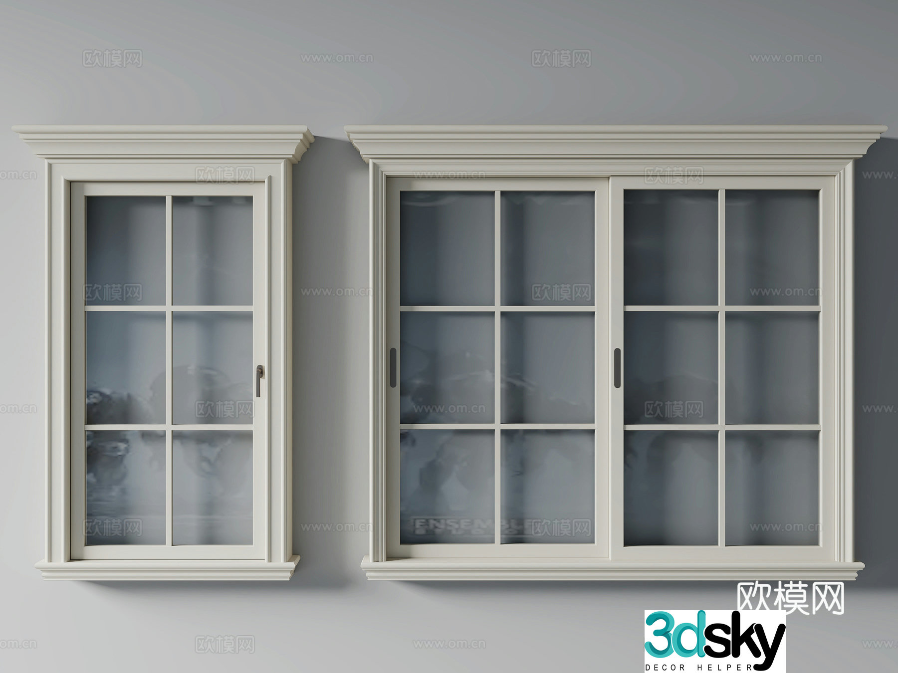 Simple European Window Line 3D Model