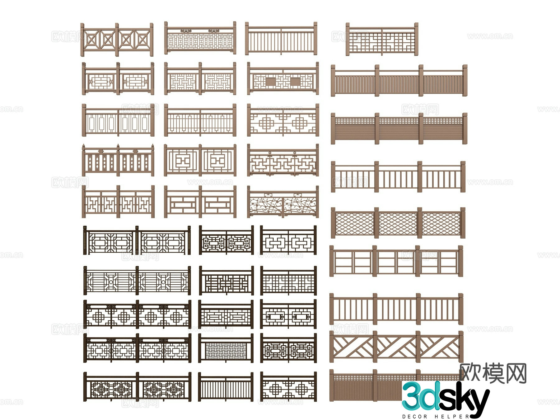 Chinese railing 3D model