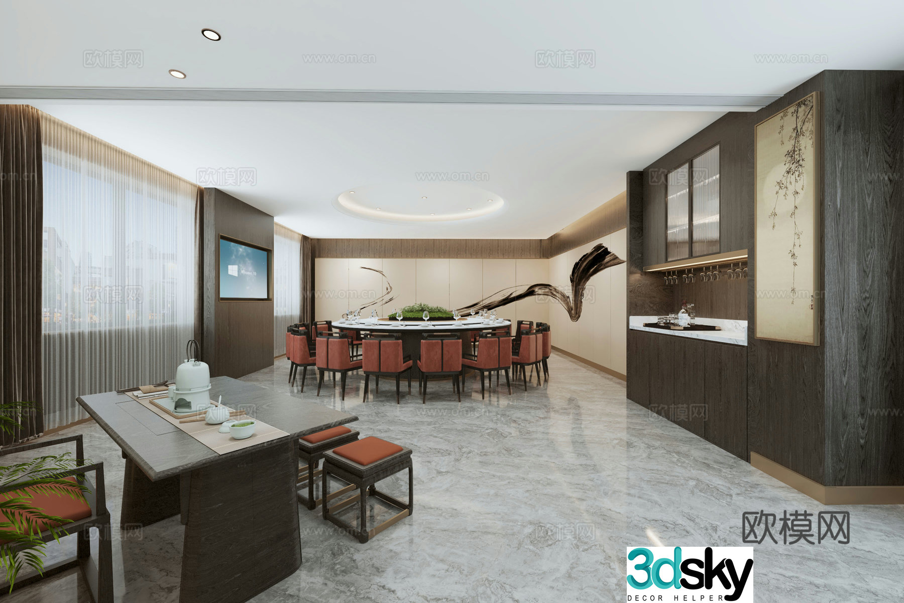 High -end restaurant private room 3D model