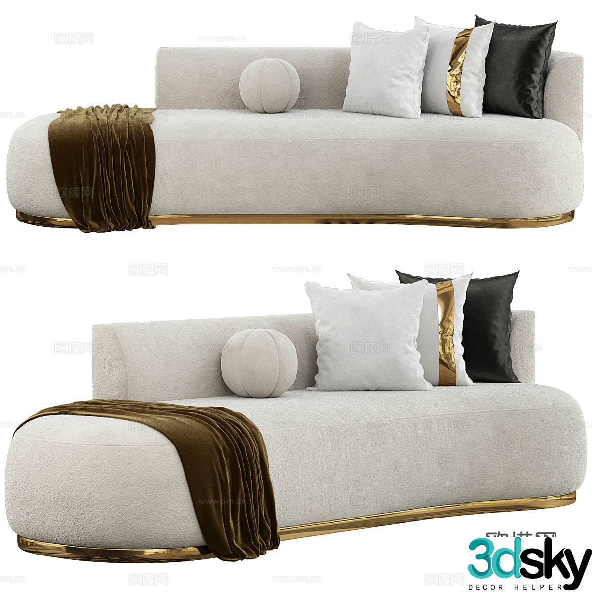 Modern light luxury special-shaped sofa 3D model