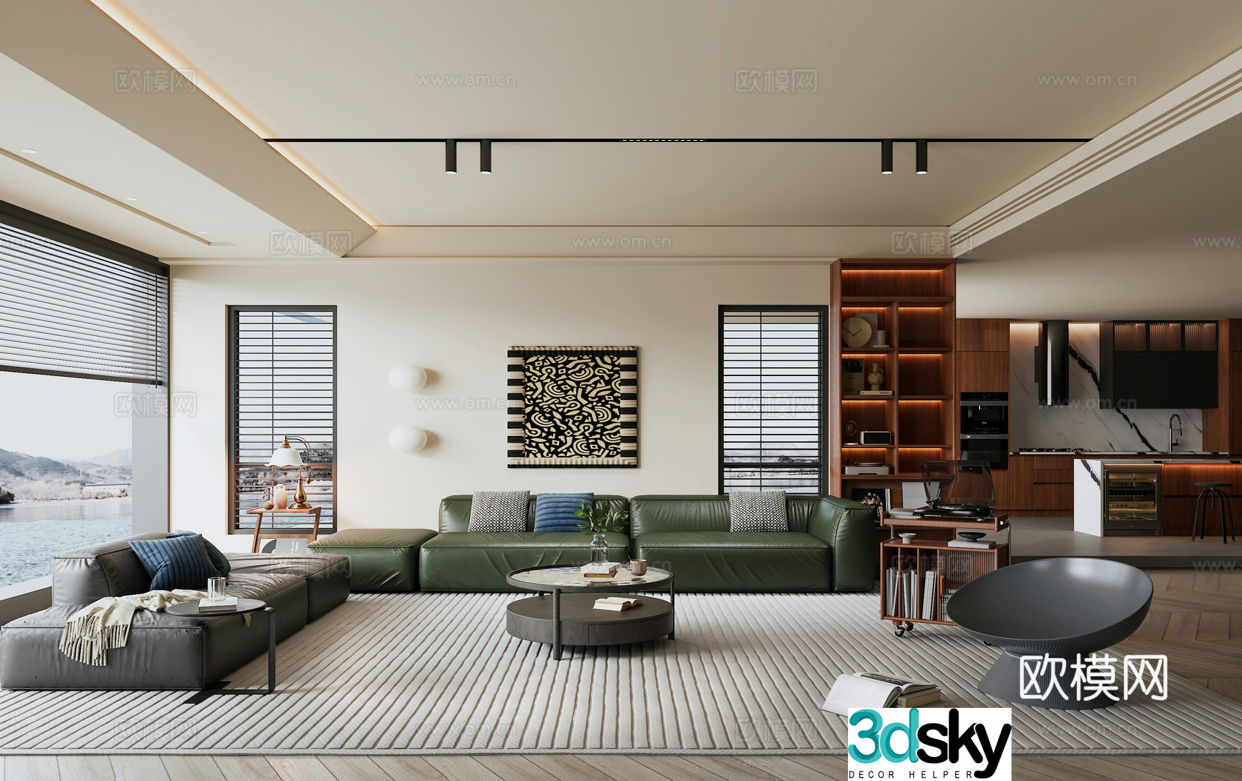 Modern medieval style dining room sofa background sofa coffee table combination sideboard dining table chair island 3d model