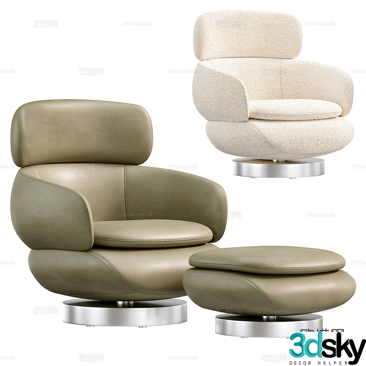 New Chinese casual chair 3D model