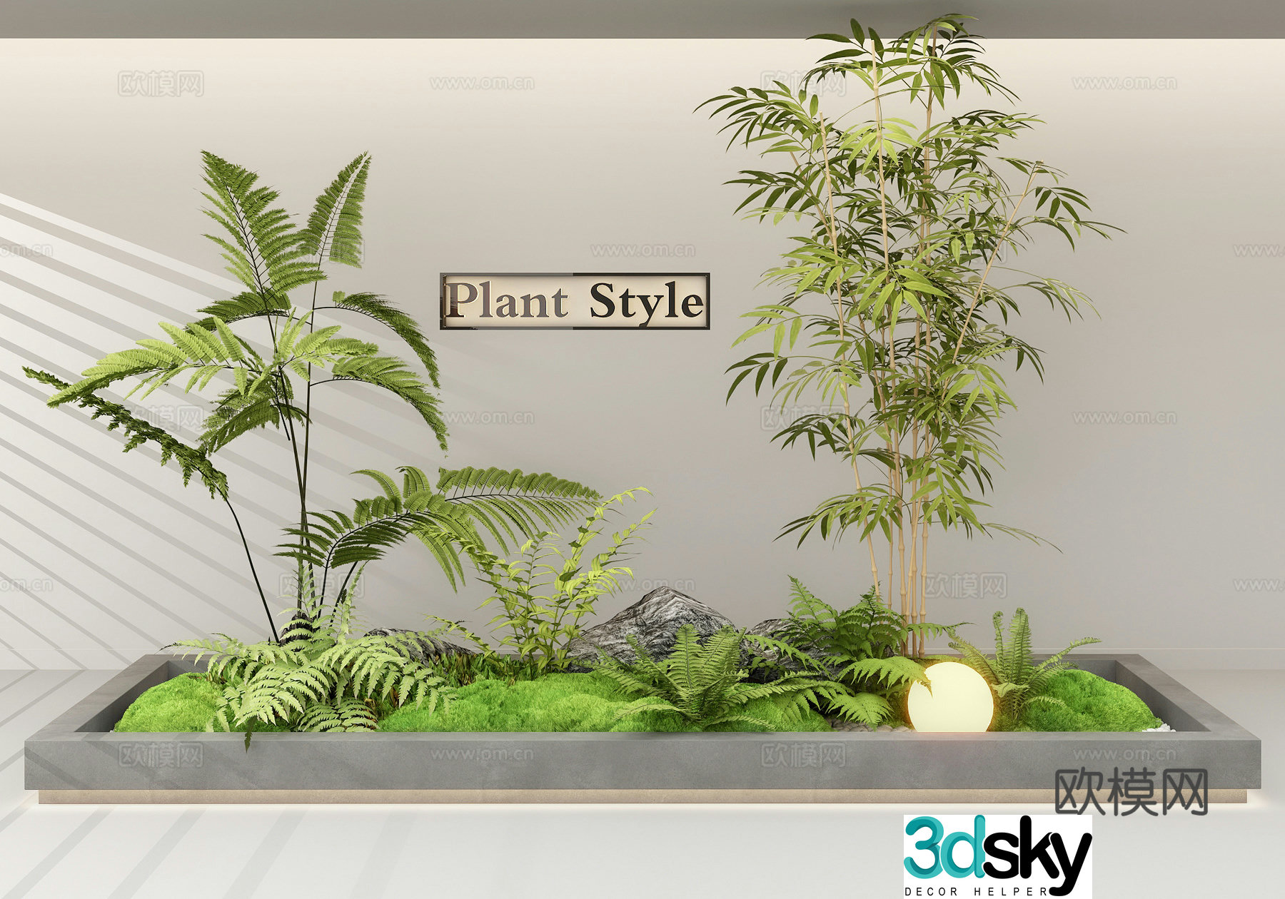 Ferns Plant Landscape Plant Sketch Flower Pond Bamboo 3D Model