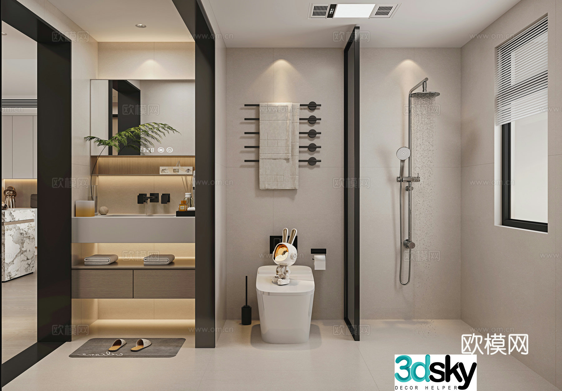 Modern bathroom 3D model 3D model