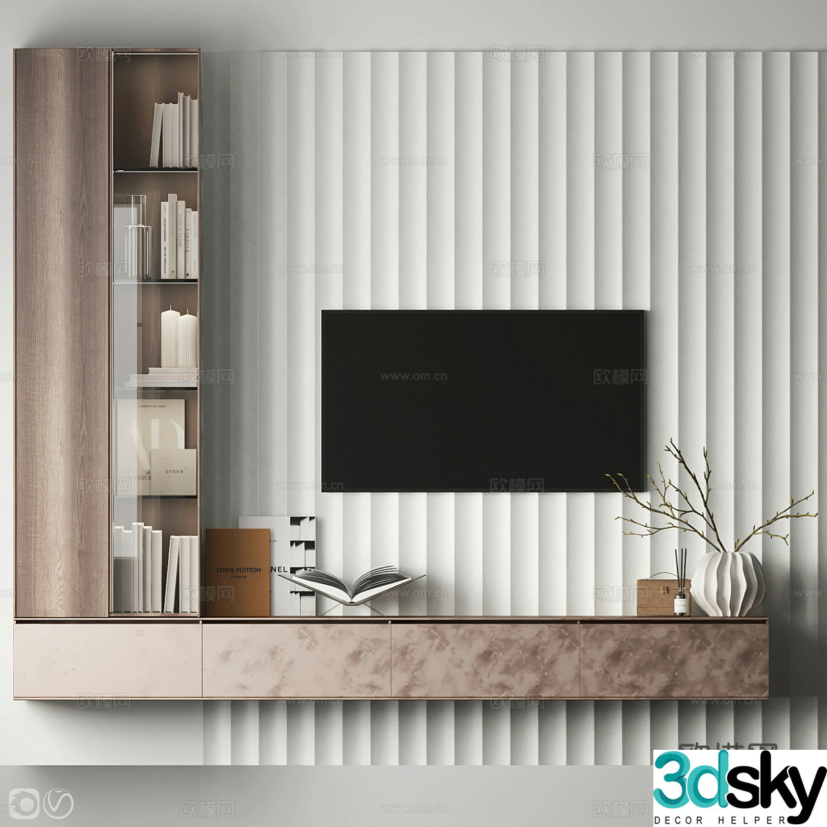 3d model of TV background wall