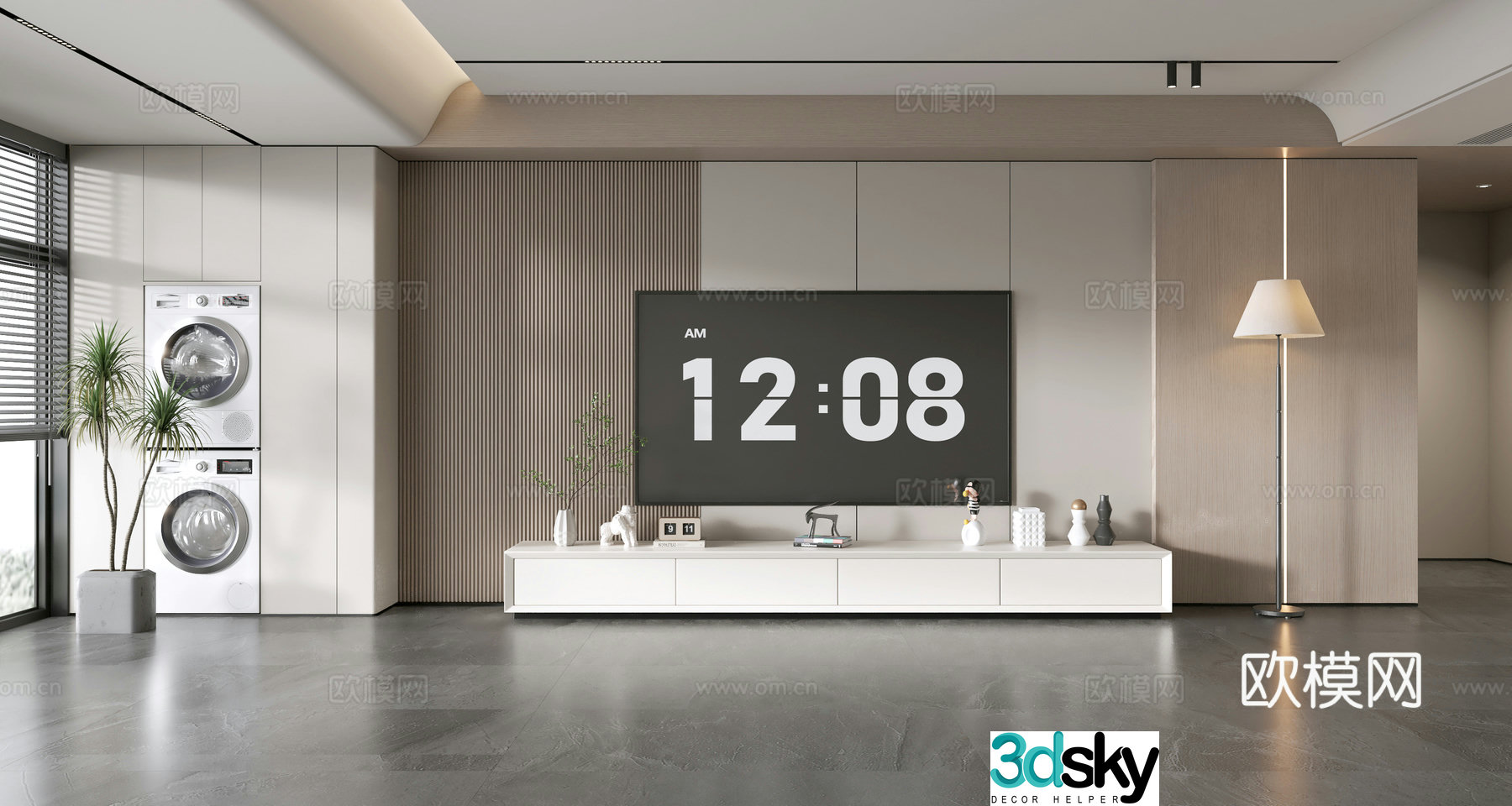 Modern simple living room light luxury TV background wall TV set full wall TV cabinet TV cabinet combination 3D model