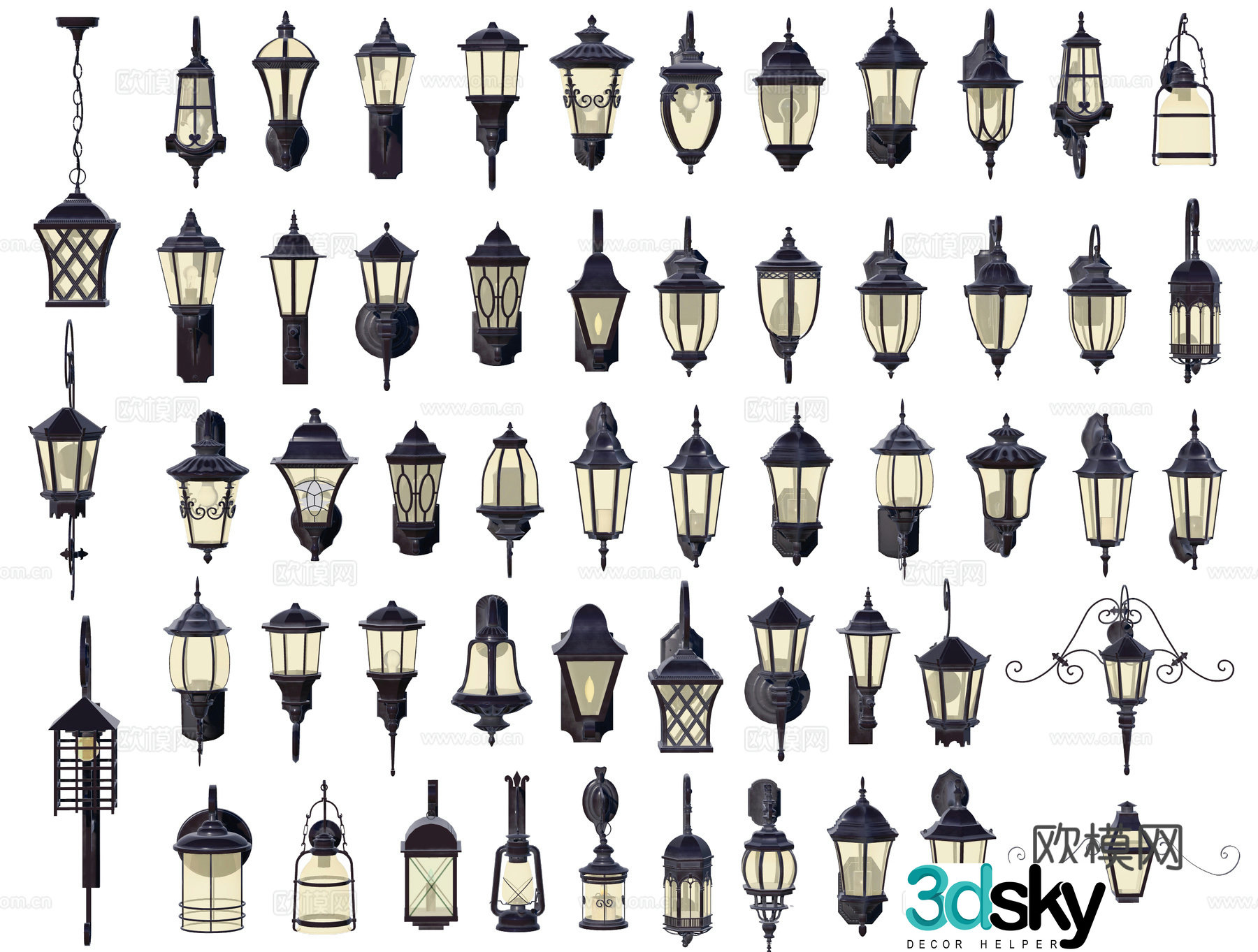 European wall lamp outdoor lamp garden lamp wall absorbing lamp landscaping lamp lawn lamp iron wall lamp 3d model