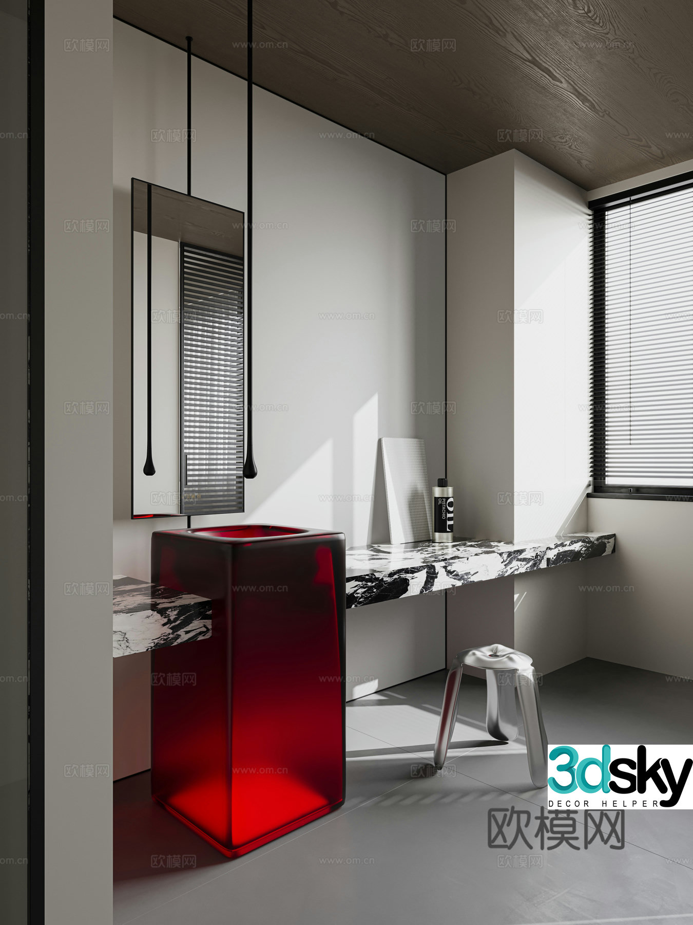 Modern minimalist bathroom 3d model