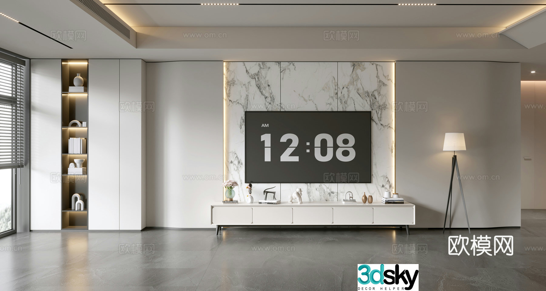 Modern simple living room light luxury TV background wall TV set full wall TV cabinet TV cabinet combination 3D model