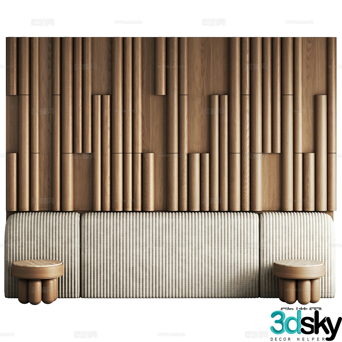 New Chinese style medieval style bedside background wall 3D model