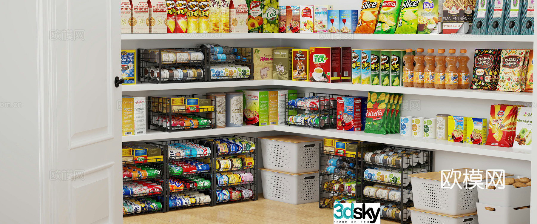 Supermarket snack shelves convenience store medicinal beverages food display rack pharmacy toy display rack cashier shelves 3d model