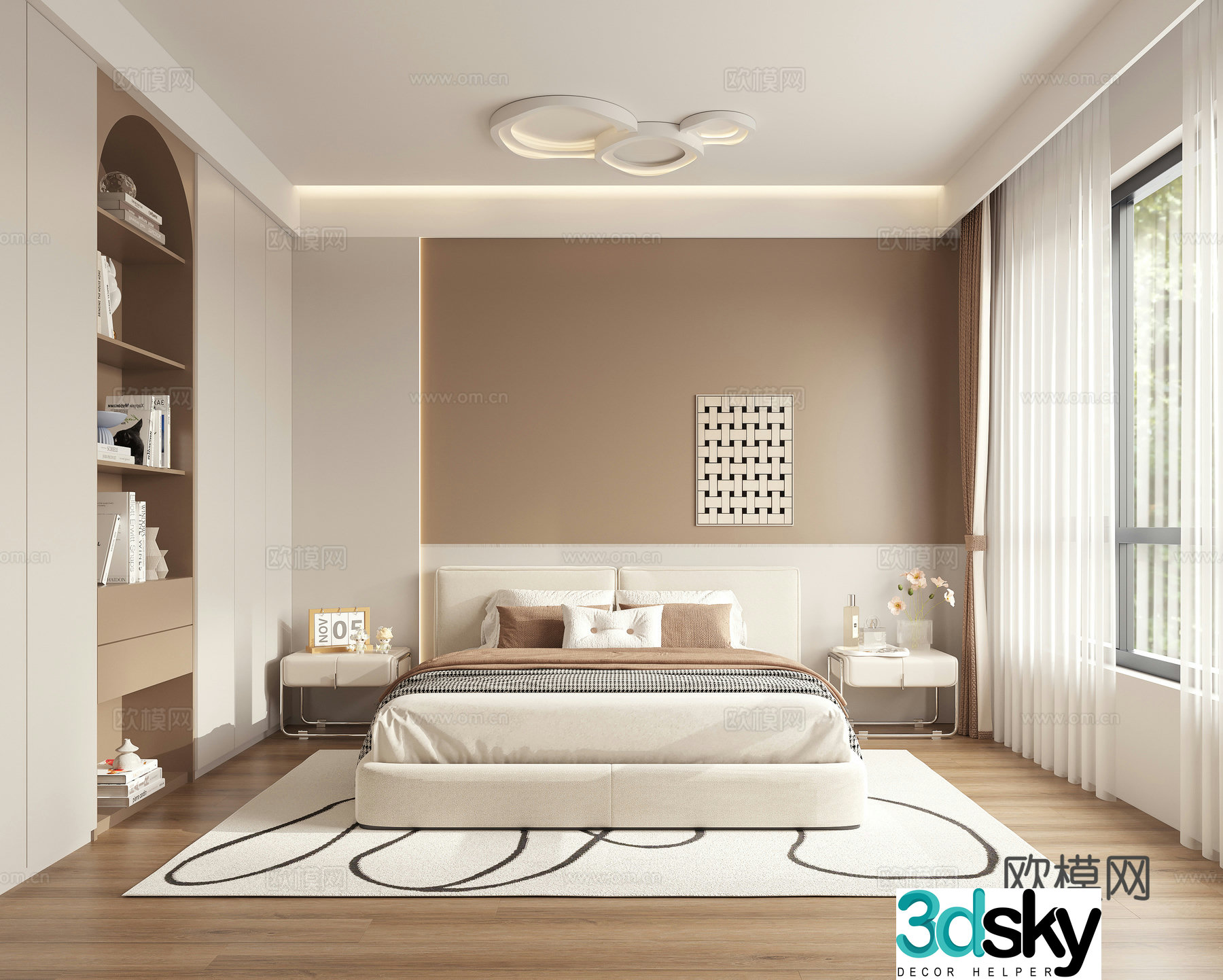 Creamy Bedroom 3d Model