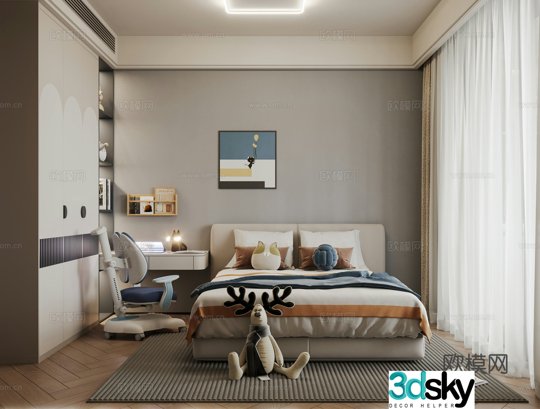 Modern children’s room boy 3d model