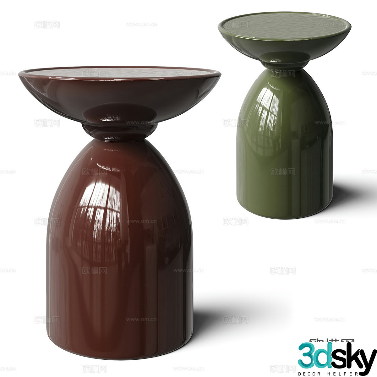 Modern creamy side edge round 3d model