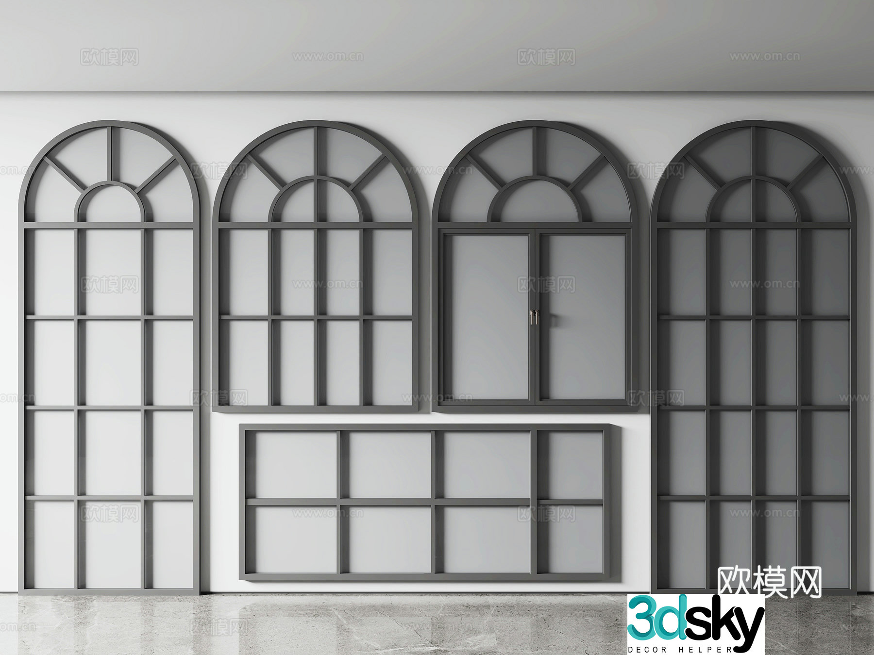 Simple European window arc 3d model