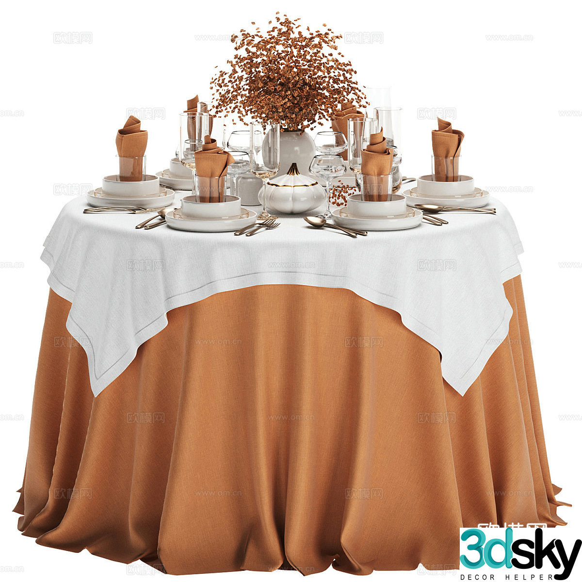 New Chinese tablecloth tableware 3D model