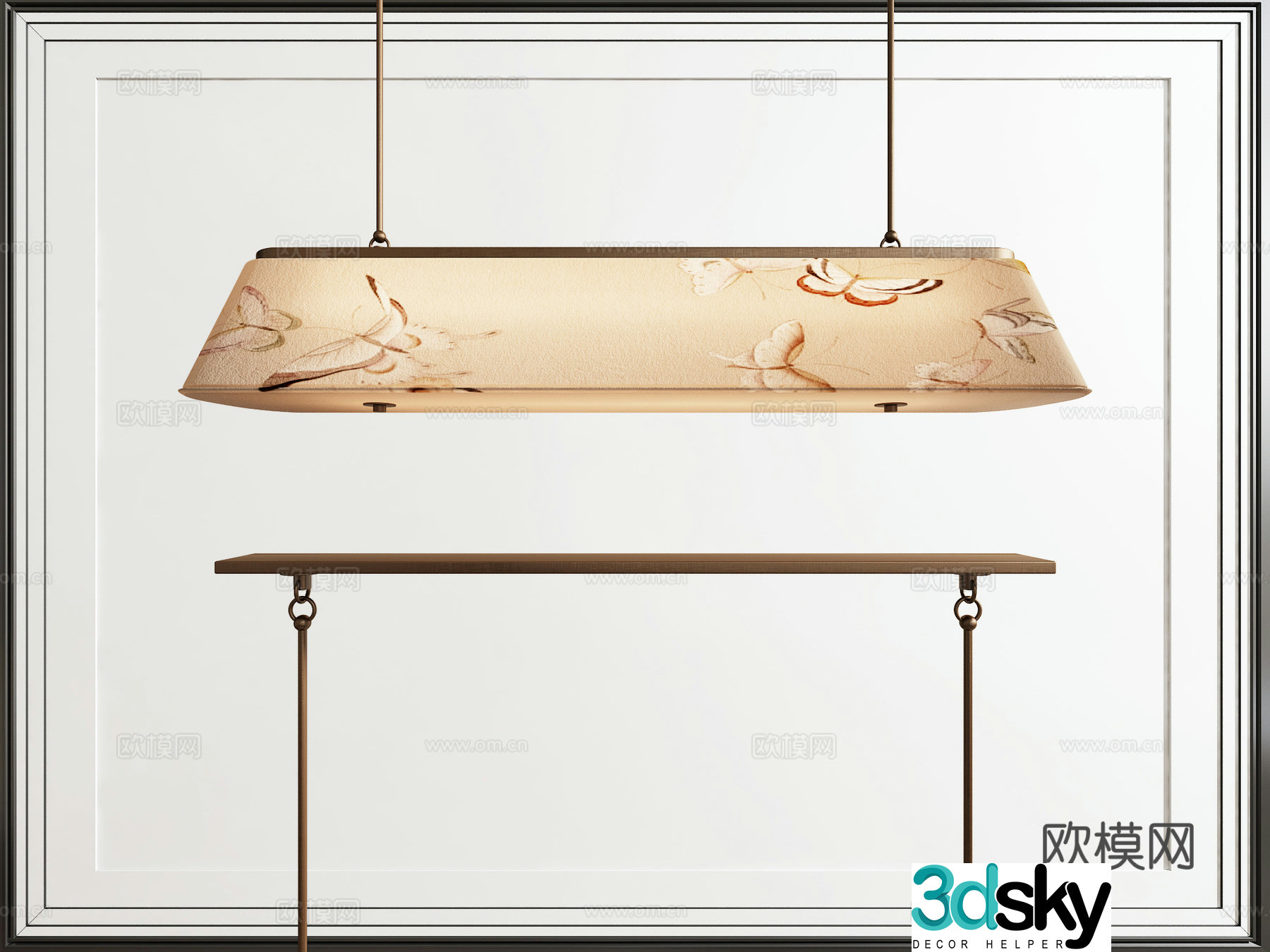 Middle-aged elongated chandelier 3d model