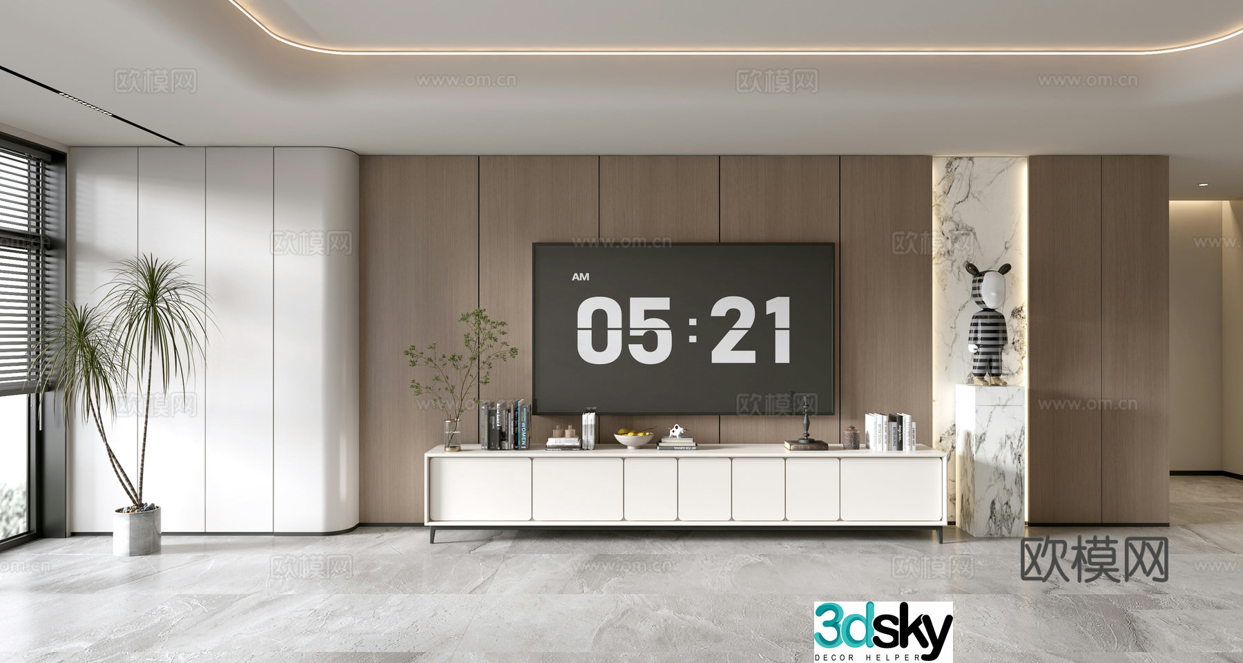 Modern simple living room light luxury TV background wall TV set full wall TV cabinet TV cabinet combination 3D model