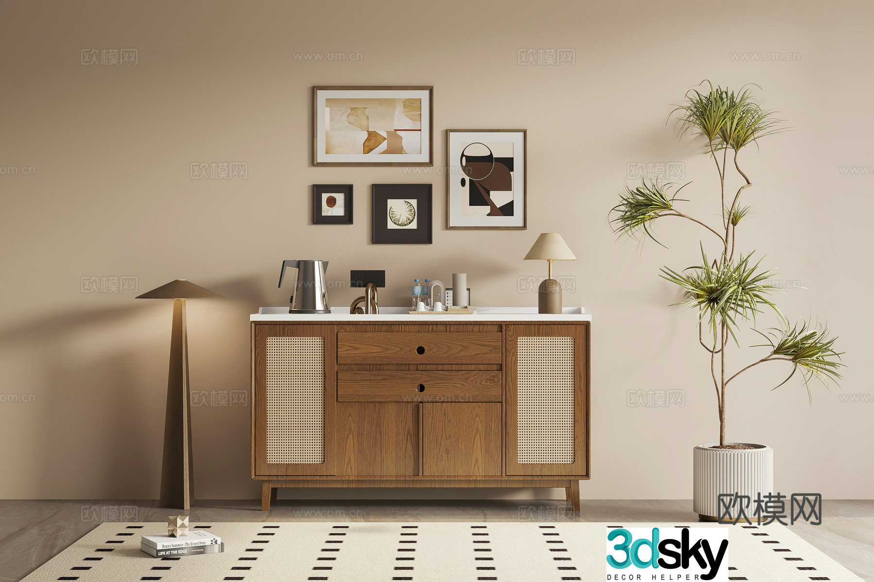 Middle Ages Wasabi Sideboard 3D Model