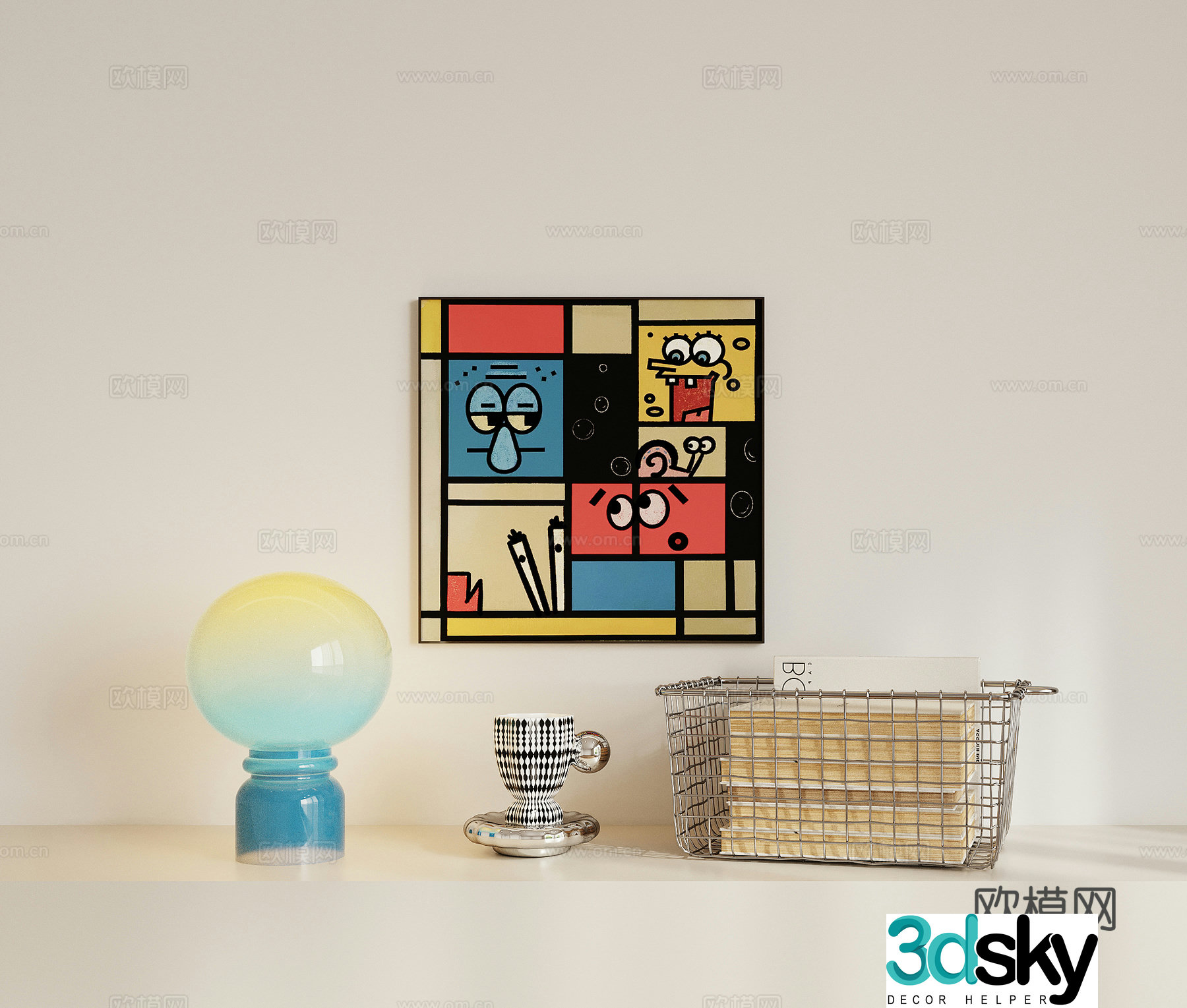 Combination ornament desk lamp hanging painting 3d model