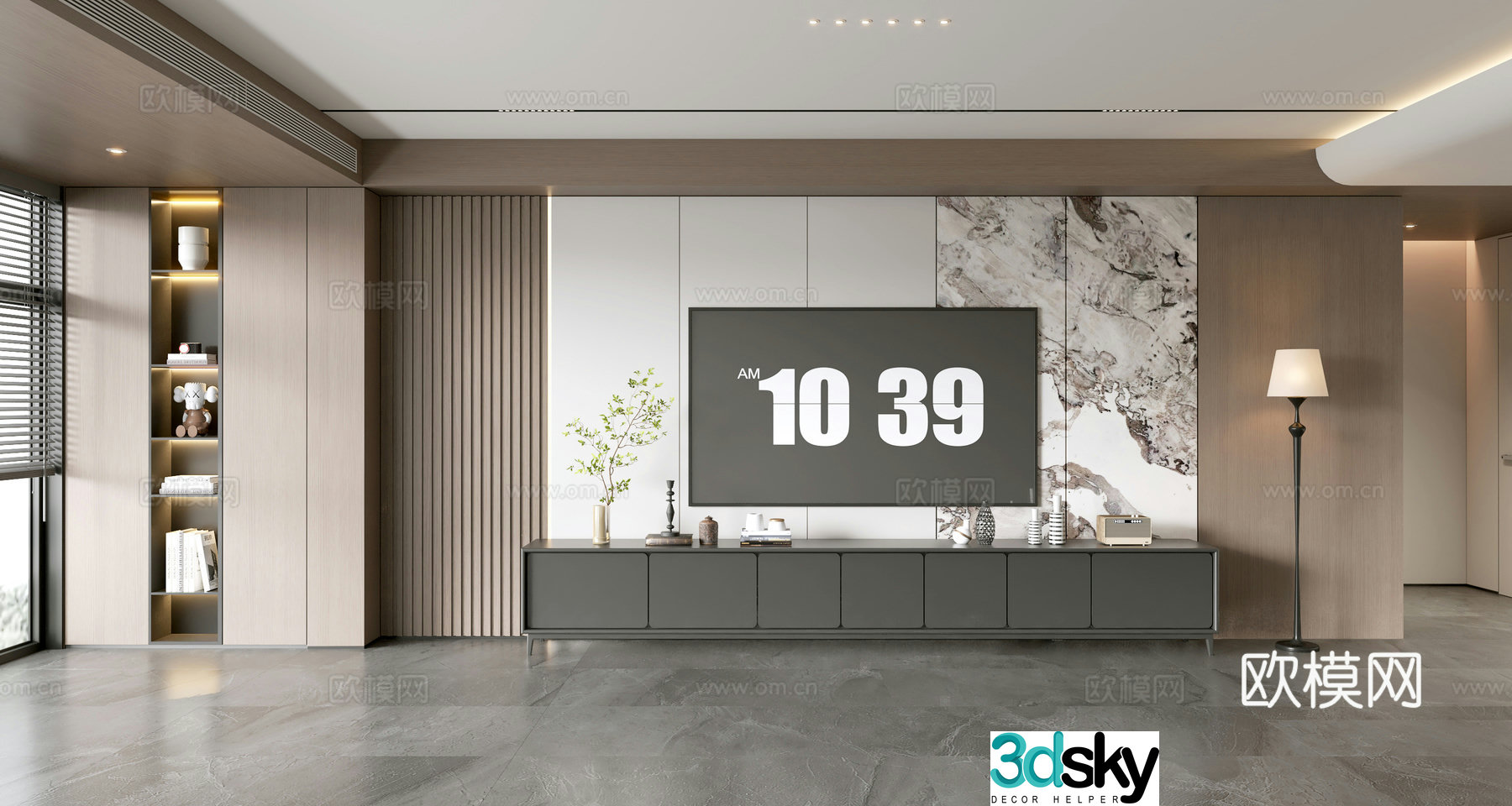 Modern simple living room light luxury TV background wall TV set full wall TV cabinet TV cabinet combination 3D model