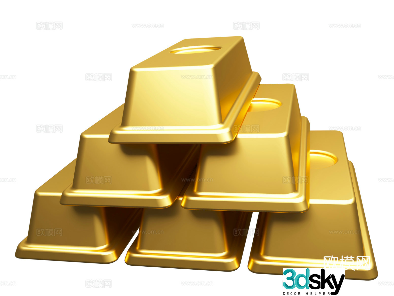 Gold Bar Financial Technology Internet Finance Financial Technology Theme 3D Model