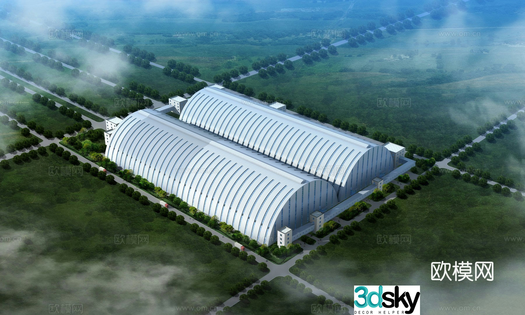 A bird’s eye view of the coal shed plant 3D model