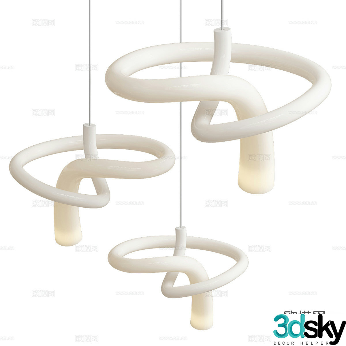 New Chinese style decorative chandelier 3D model