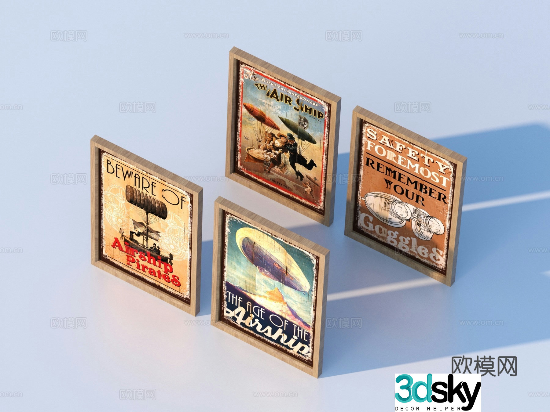 Photo frames decorative paintings ornaments 3d model