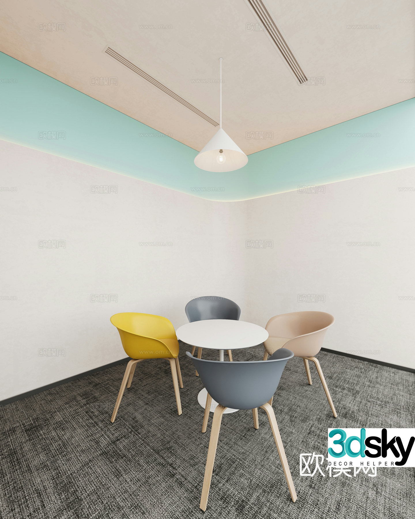 Modern office negotiation room 3d model