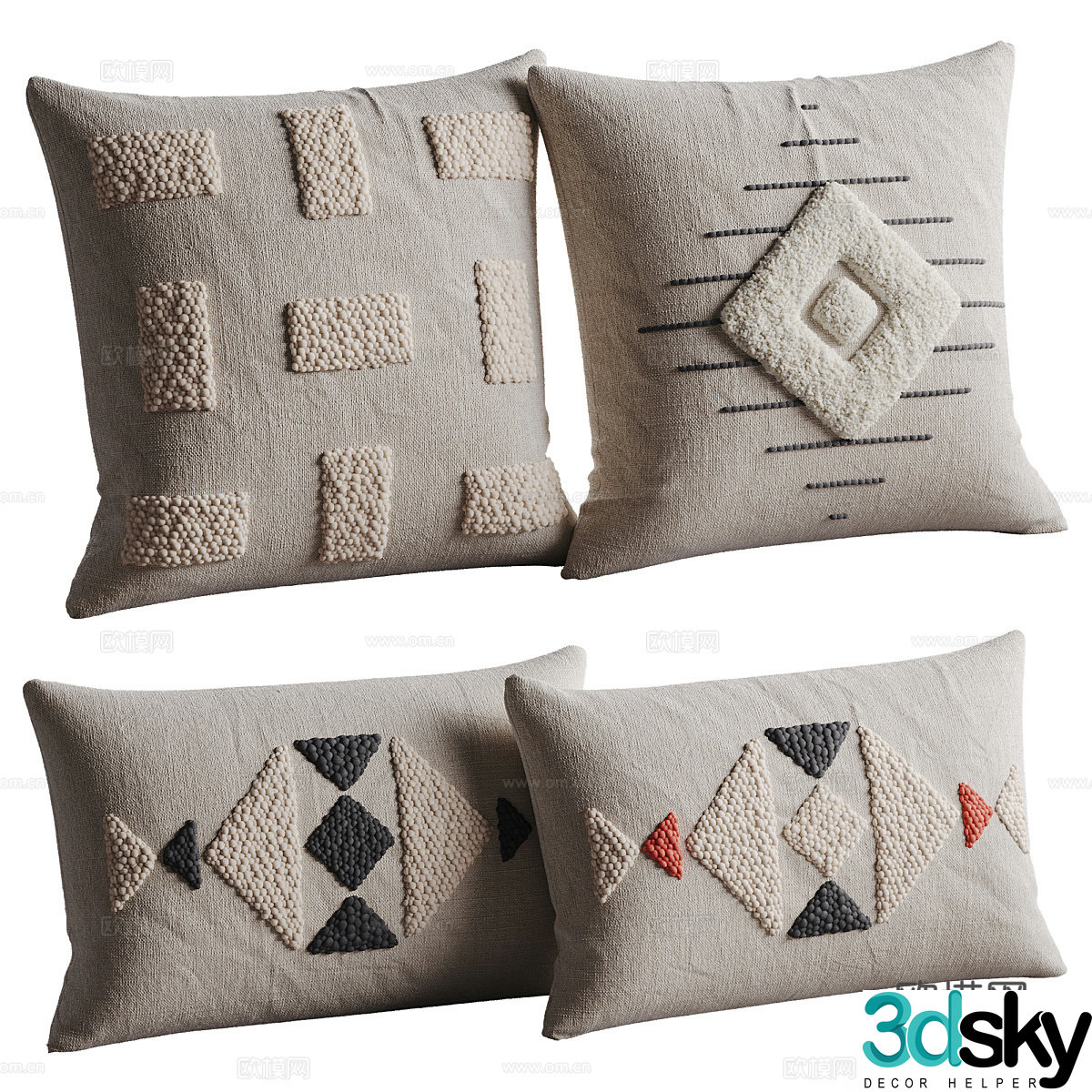 New Chinese style pillow 3D model