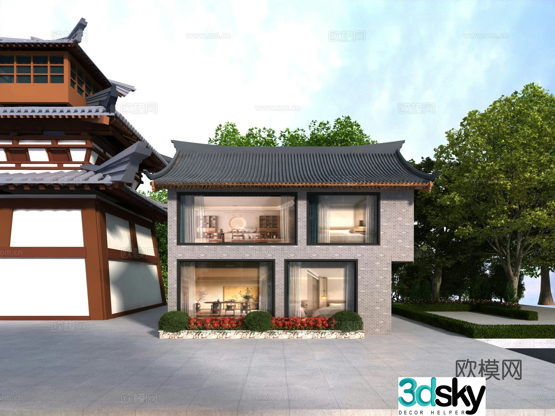Chinese style office building 3d model