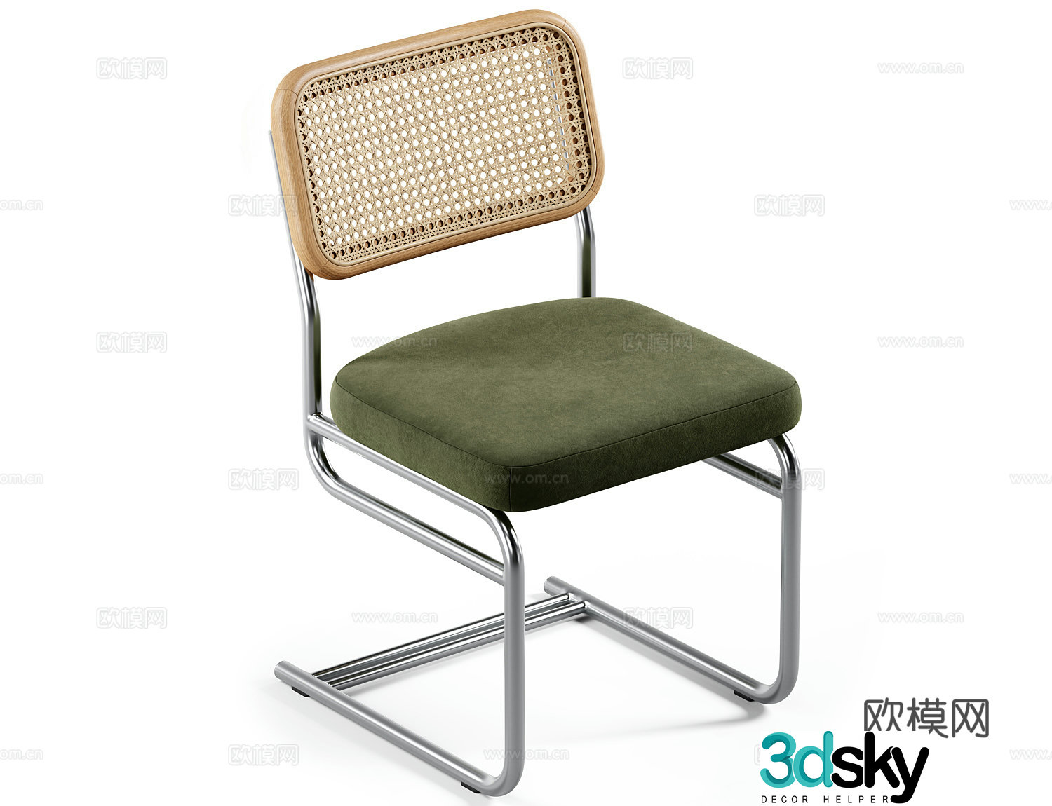 3d model of rattan chair with backrest