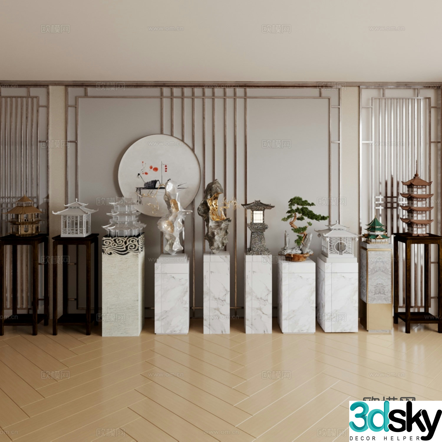 Stone carving ornaments Stone ornaments Chinese decorative ornaments 3D model