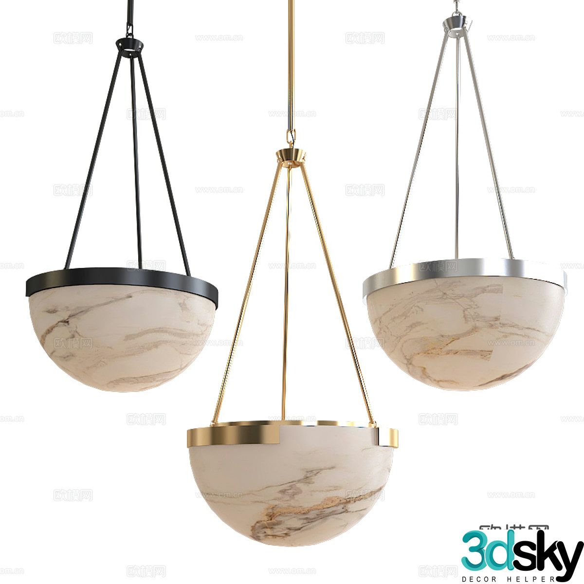 New Chinese style decorative chandelier 3D model