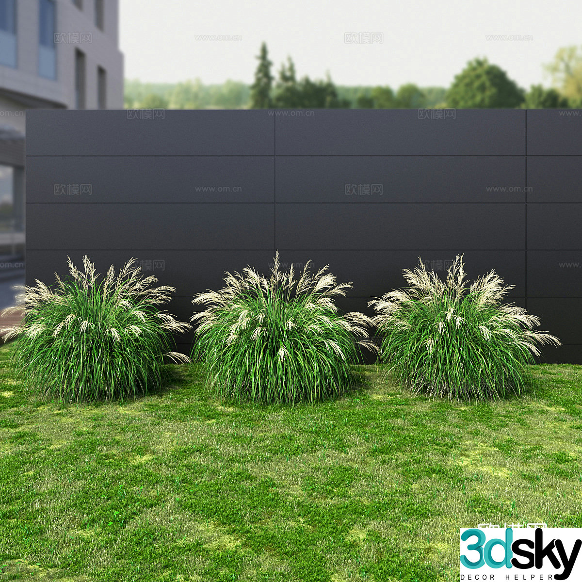 Grass Flowers Shrub 3d Model