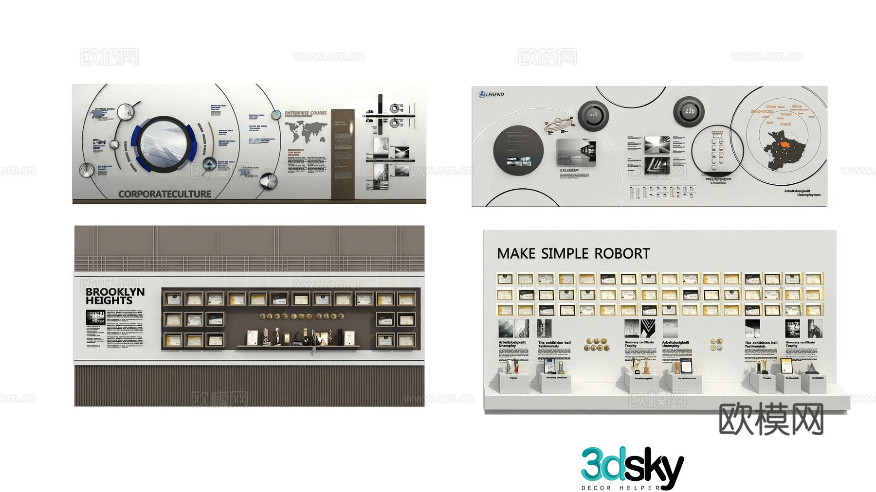 Modern corporate culture wall 3d model
