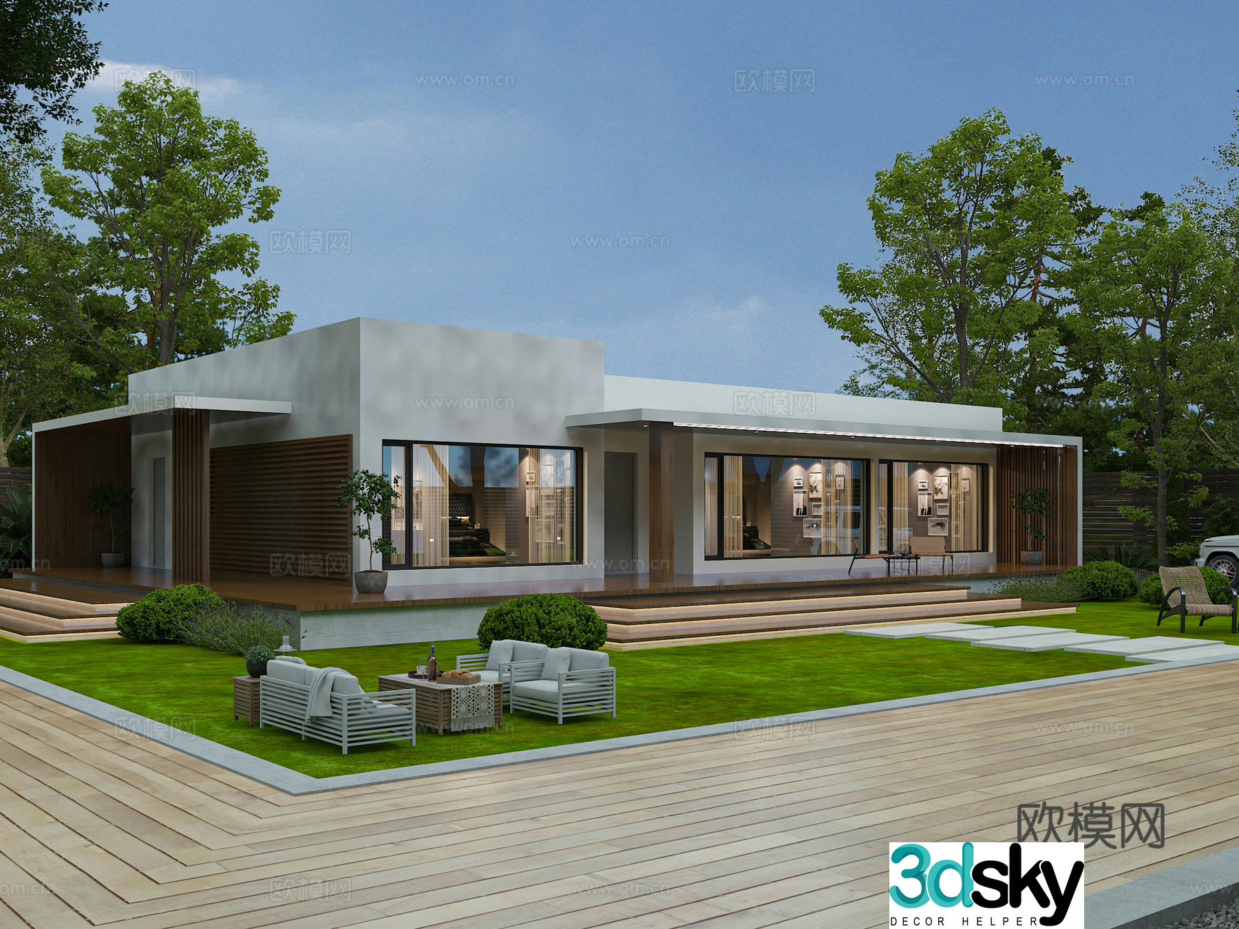 Modern single-family villa 3d model