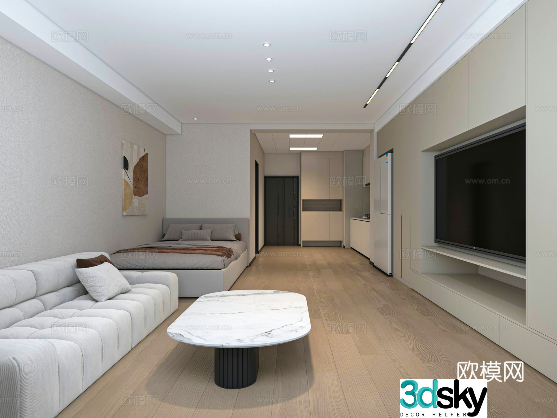 Modern single apartment 3d model